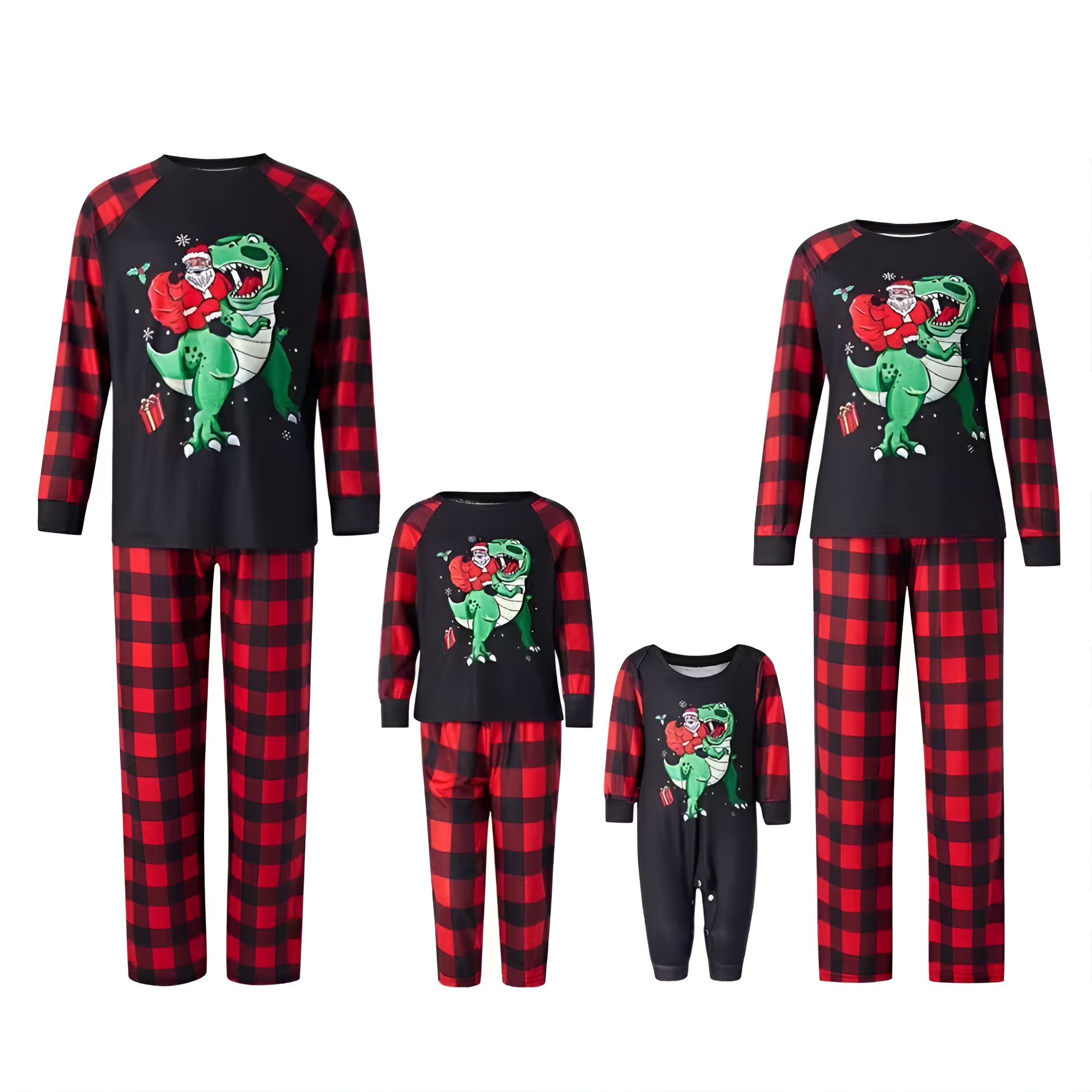 Cozy Christmas Dinosaur Santa Family Matching Pajama Sets