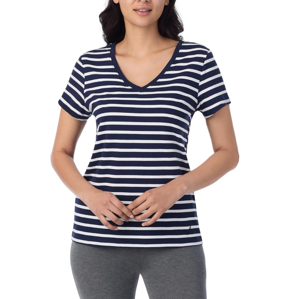 Cotton Knit V Style Sleep Shirt Pajama Top