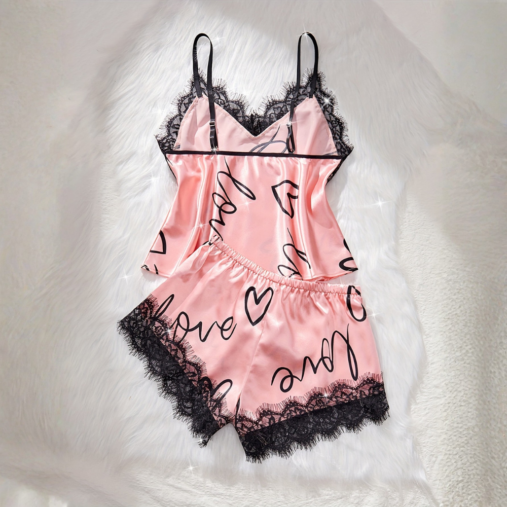 Lace Spaghetti Top Set Pajamas For Women
