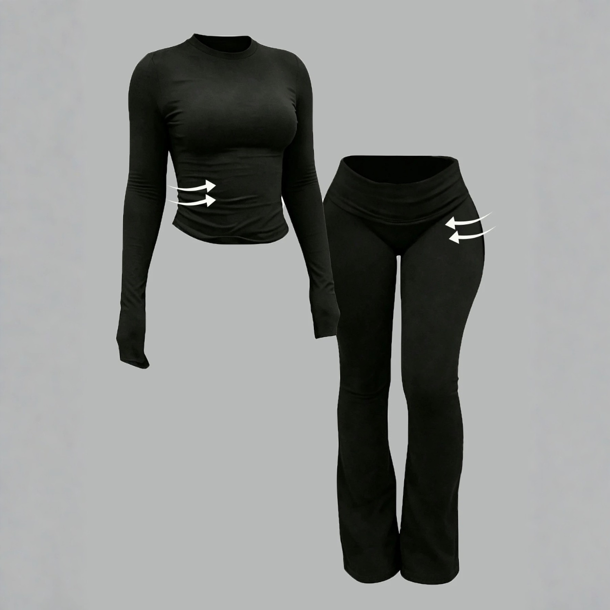 Long Sleeve T Shirt and Flare Pants Two Piece Casual Set for Women
