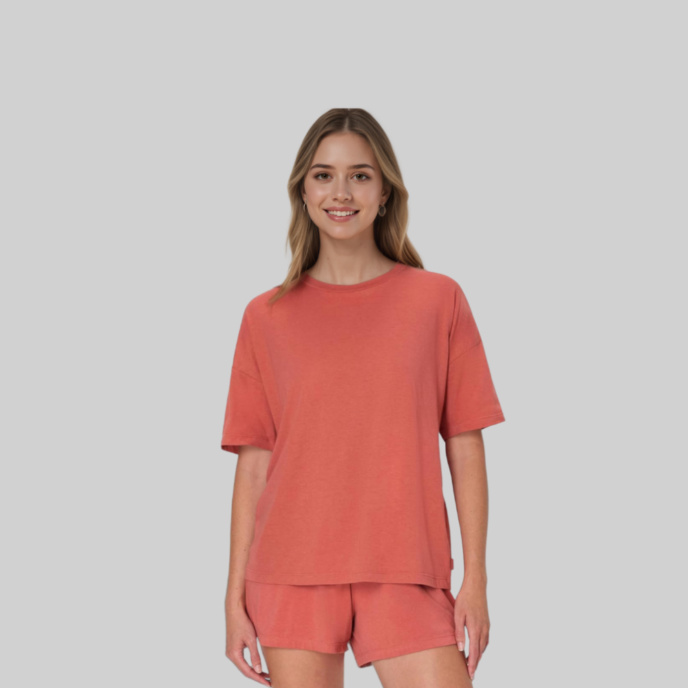 2 Piece Lounge Set With Supersoft Boxy T Shirt And Shorts