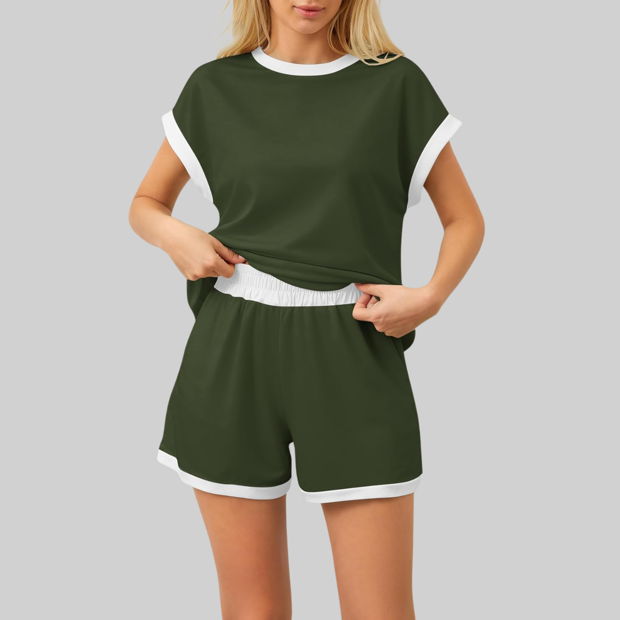 Casual Summer Loungewear Set With Knit Top