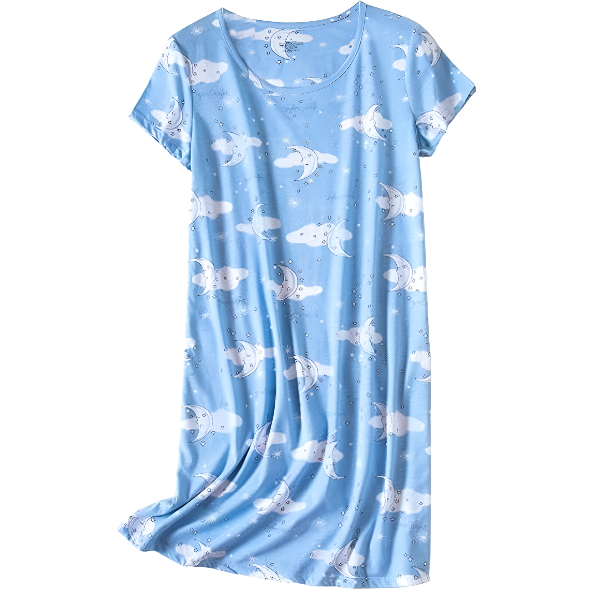 Casual Nightgown And Short Sleeves Sleep Dress With Print
