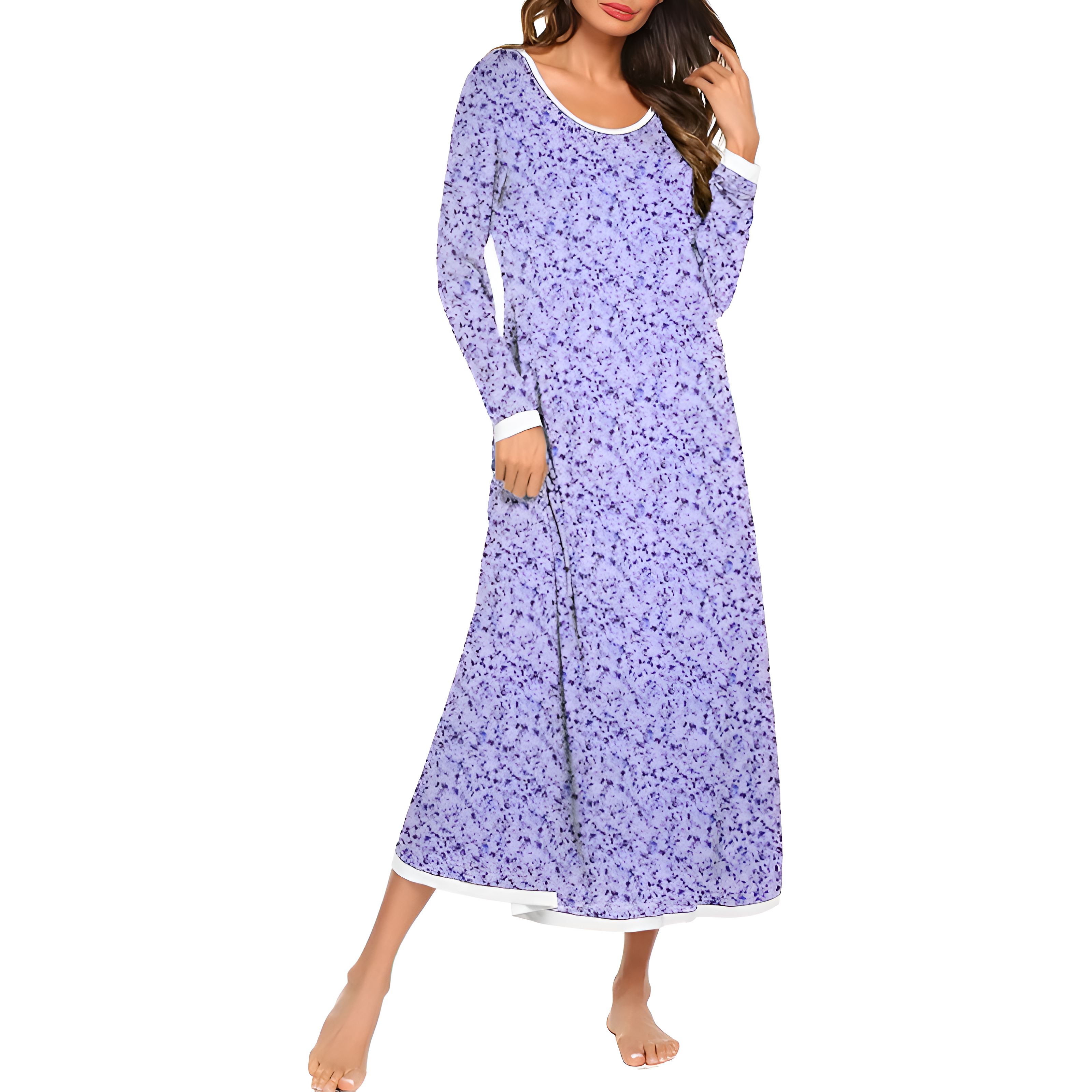 Full Length Nightgown With Long Sleeve Sleepwear For Women