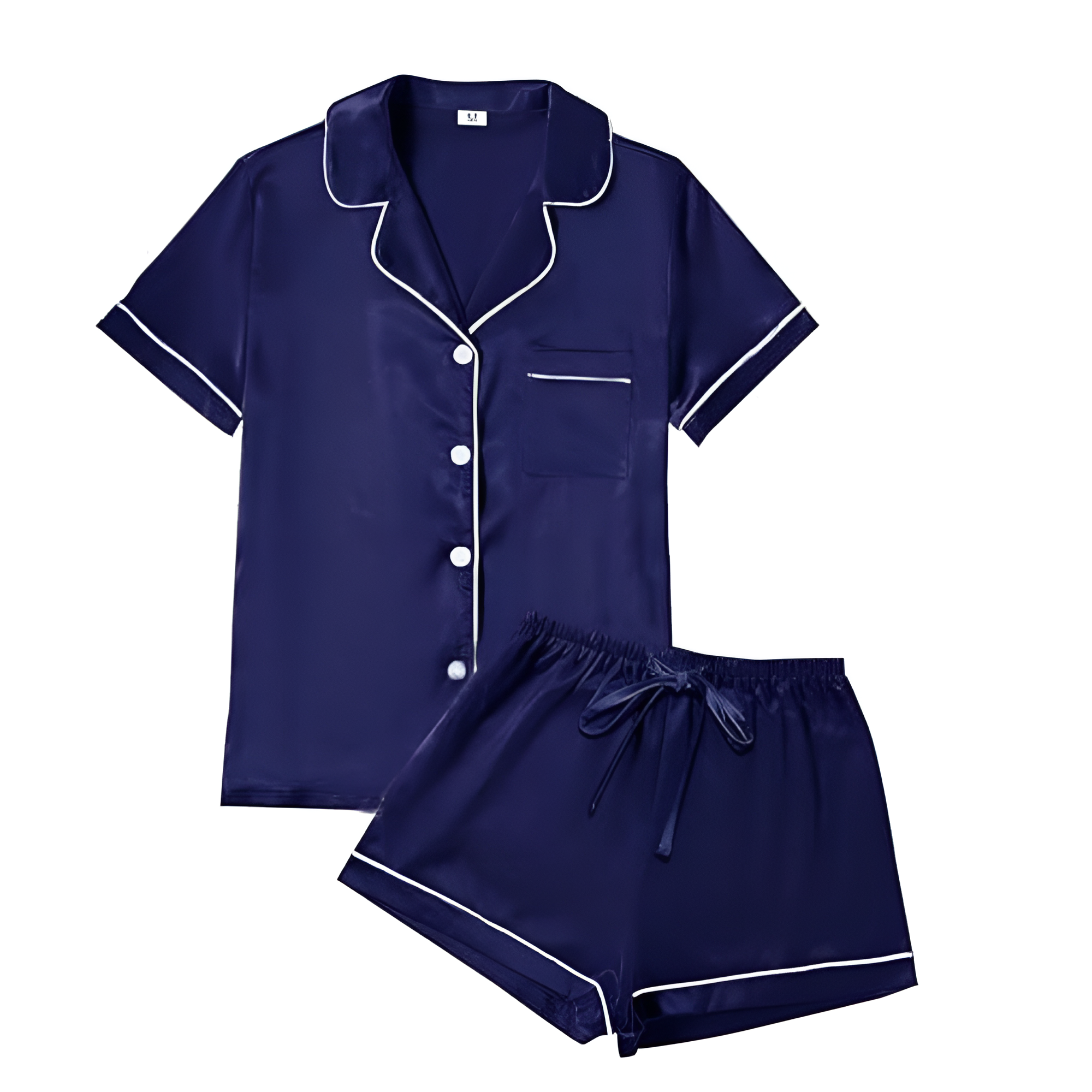 Four Piece Pajama Set With Short Sleeve Shirt And Shorts For Women