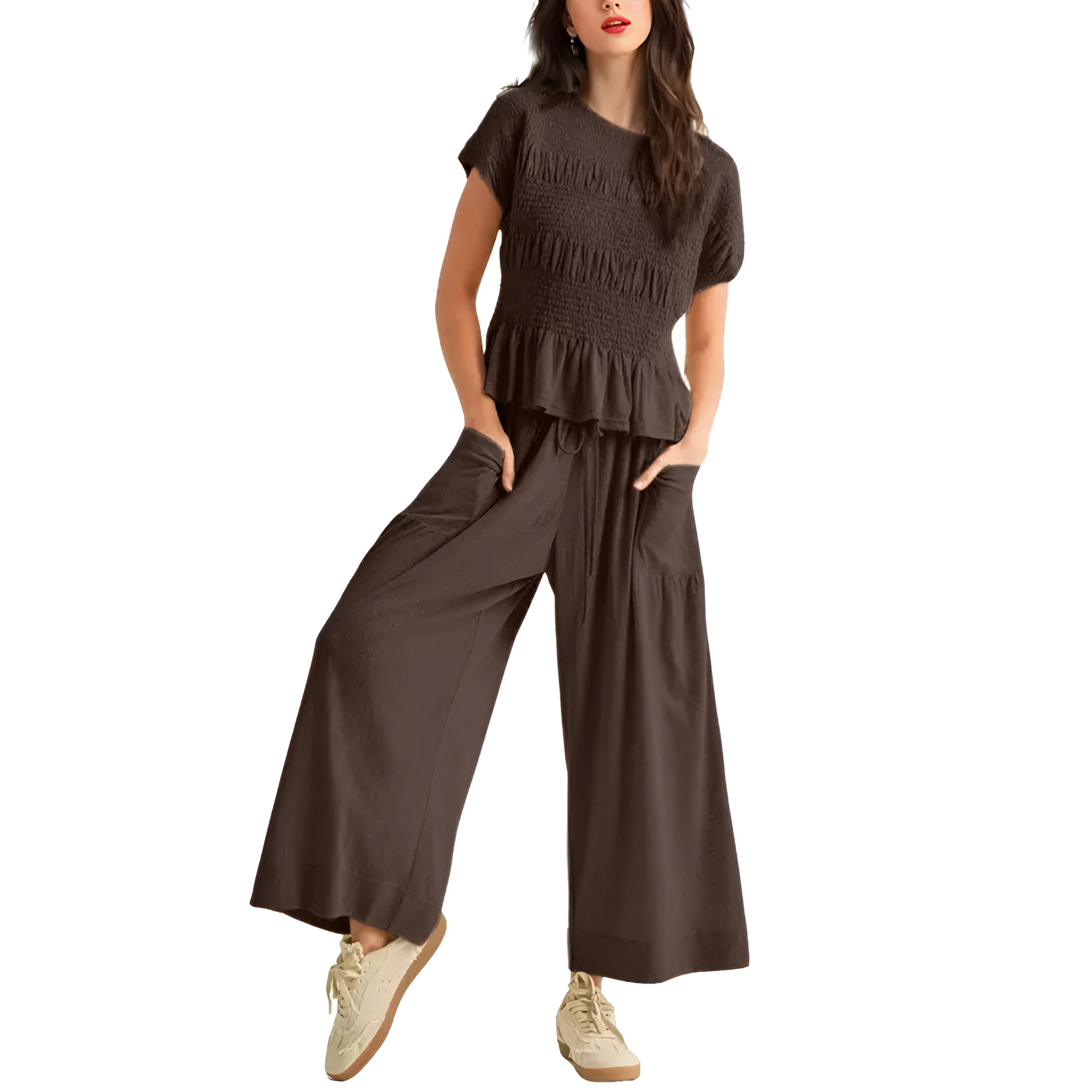 Smocked Top Wide Pant Matching Set