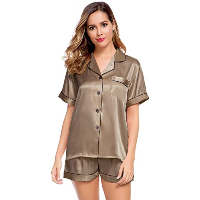 Women's Silk Short Sleeve Pajama Suit