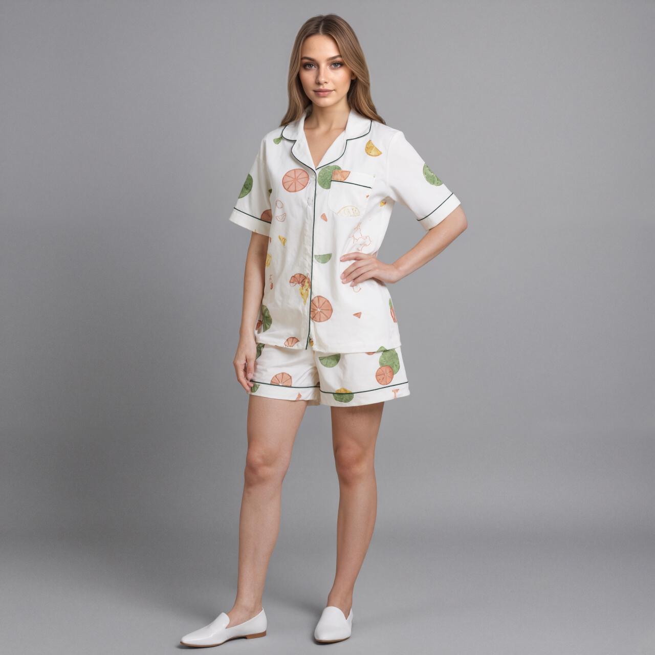 Satin Two Piece Set Short Sleeves Shorts