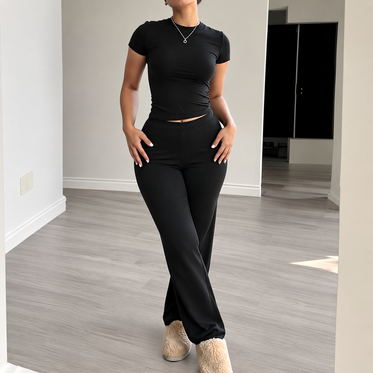 2 Pieces T Shirt And Pants Matching Set For Women