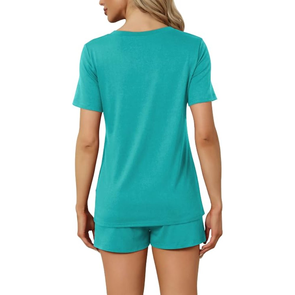 Casual Sort Sleeve Pajama Lounge Sets With Pockets For Women