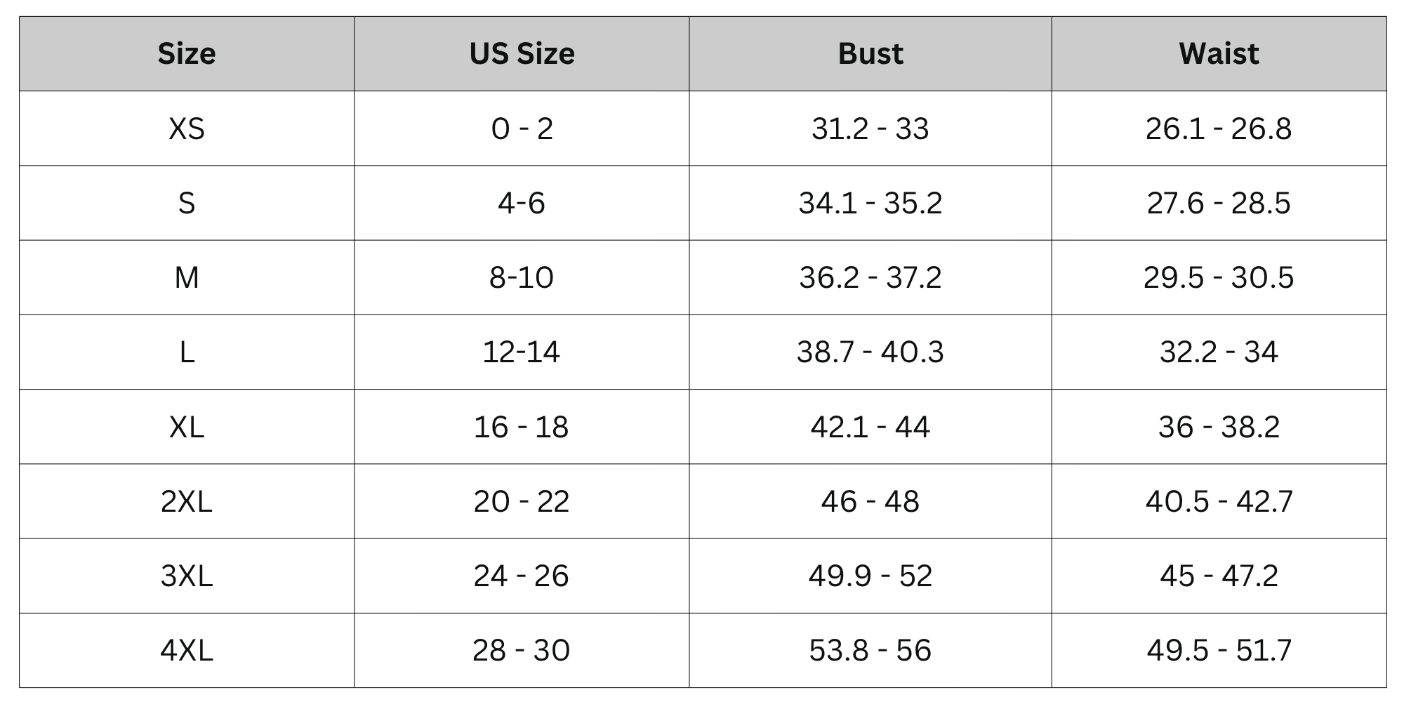 Size Chart