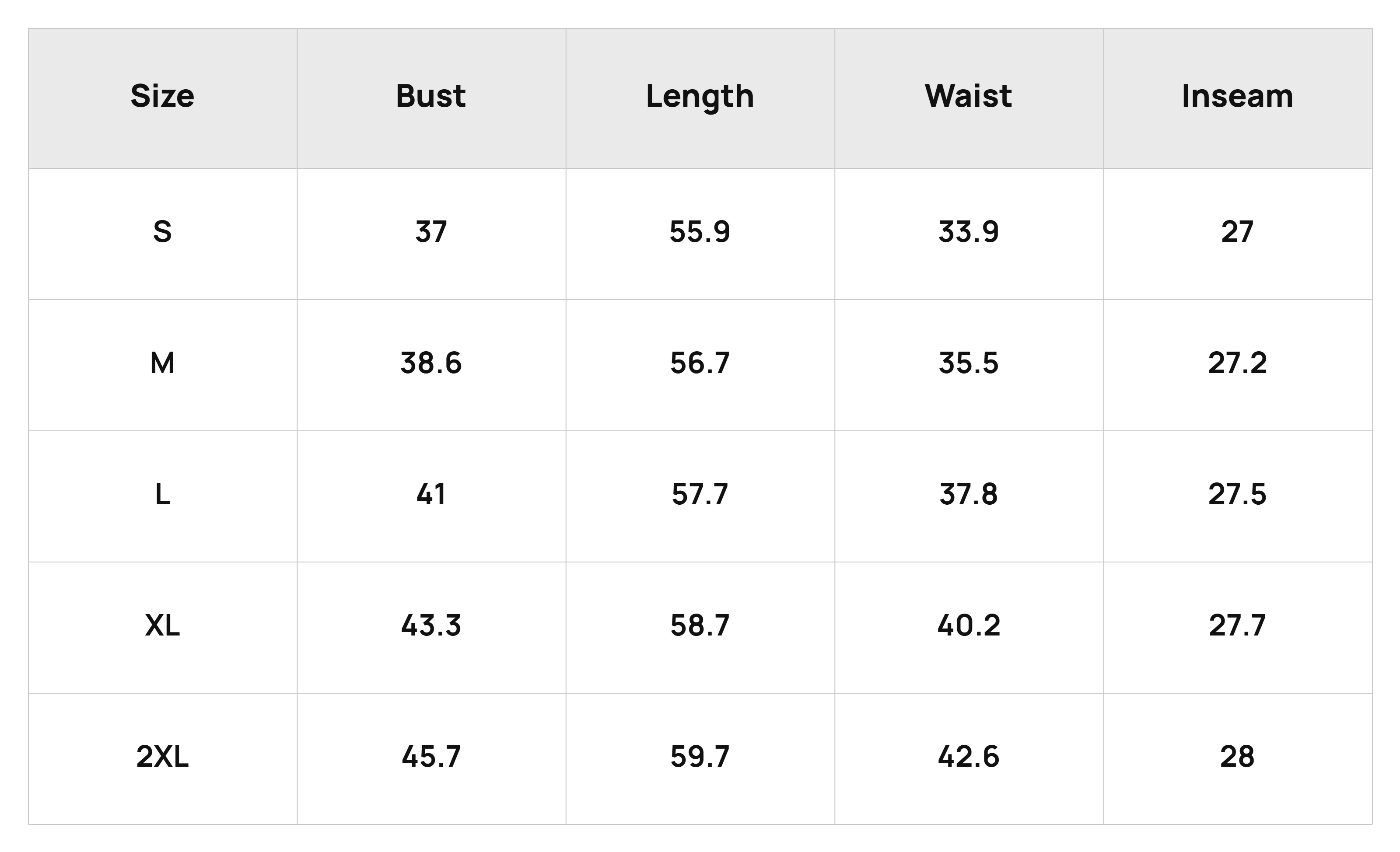 Size Chart