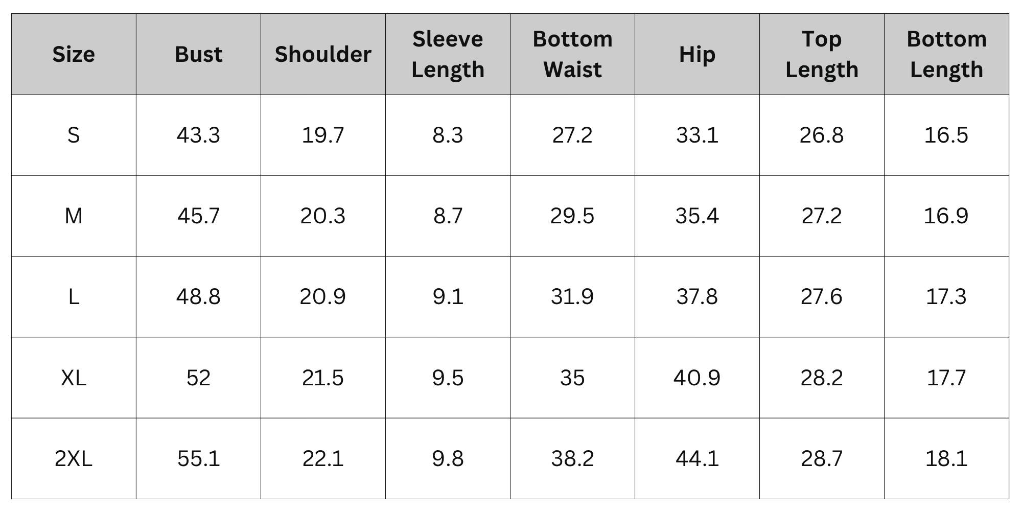 Size Chart