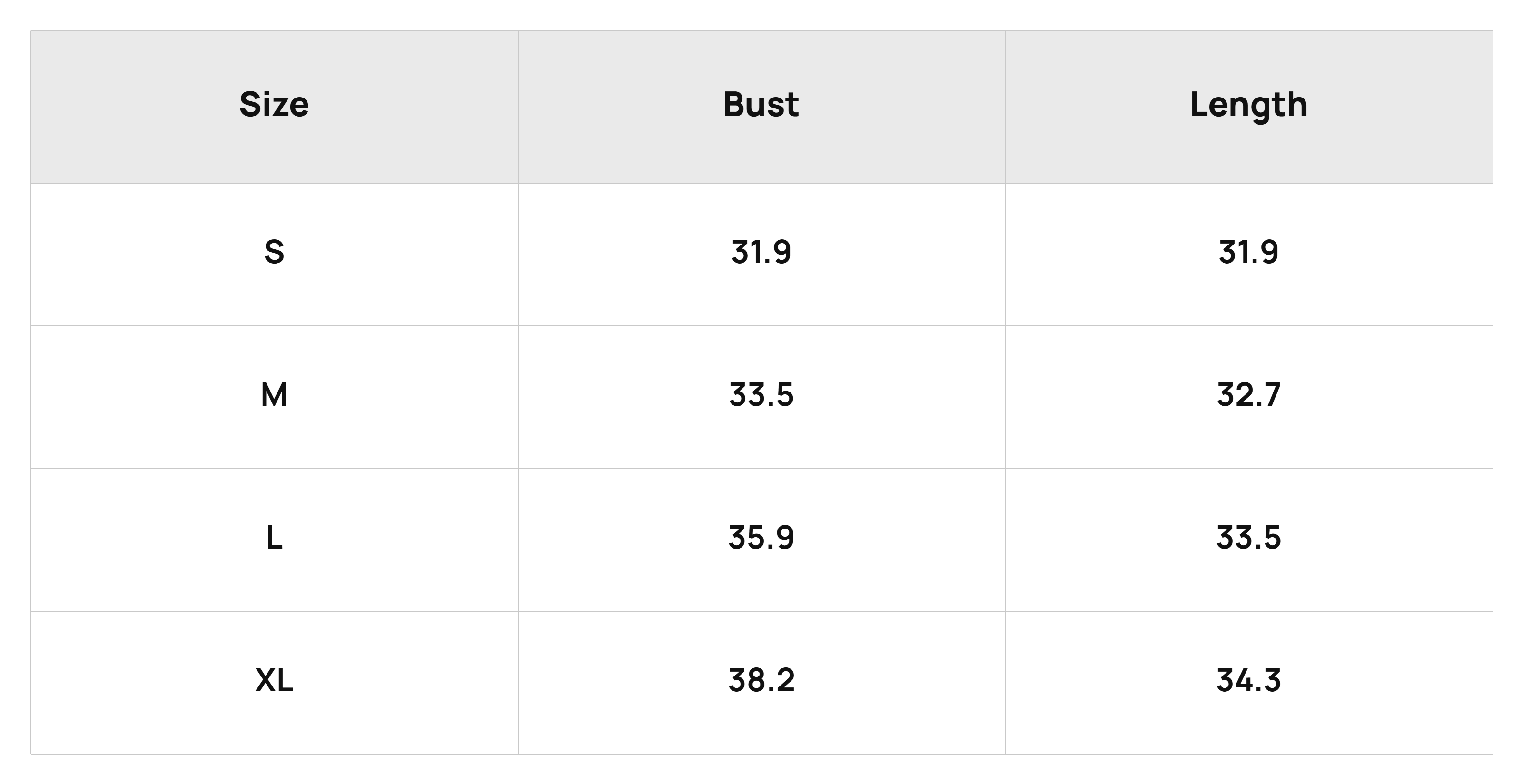 Size Chart