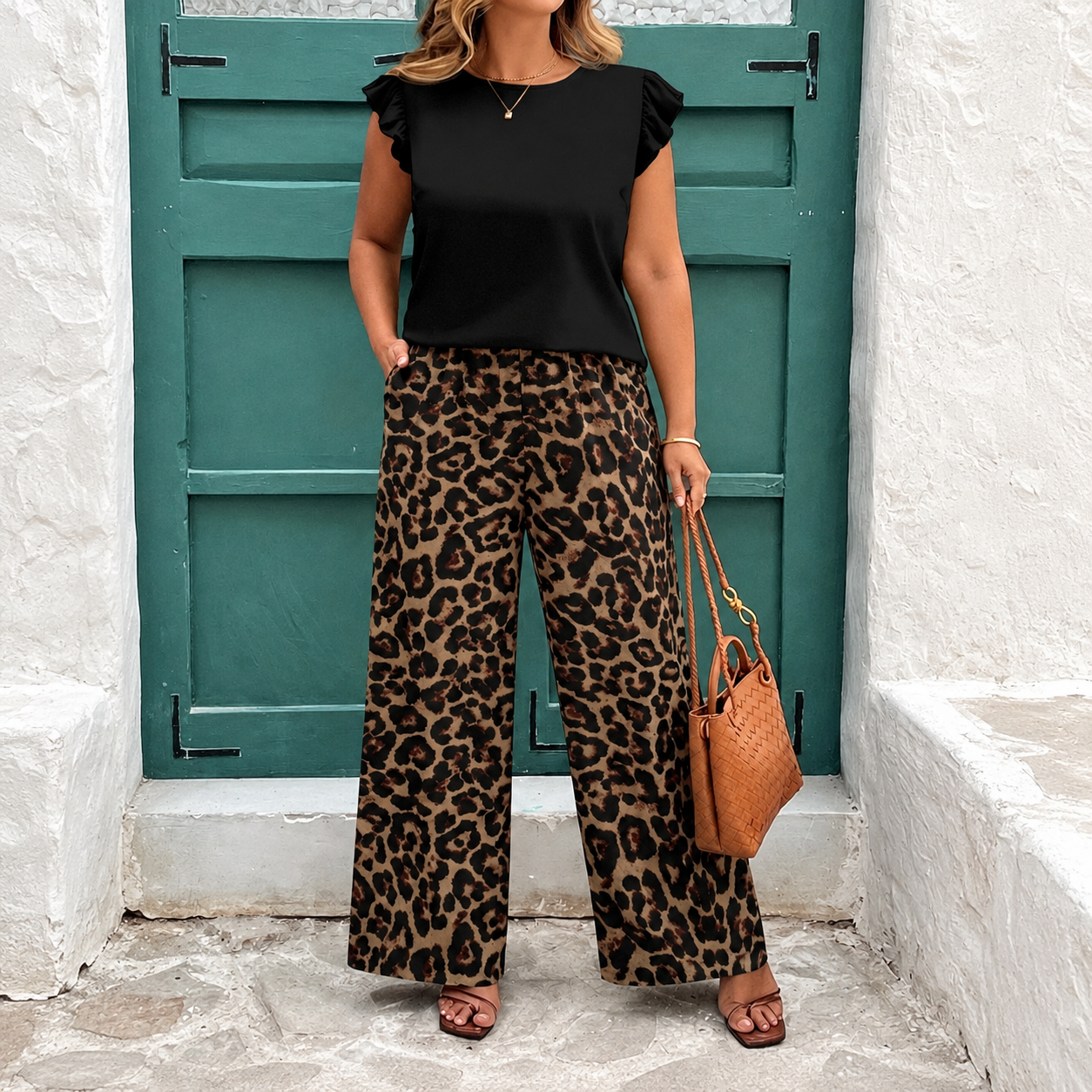 Plus Size Printed 2 Piece Casual Vacation Set for Women