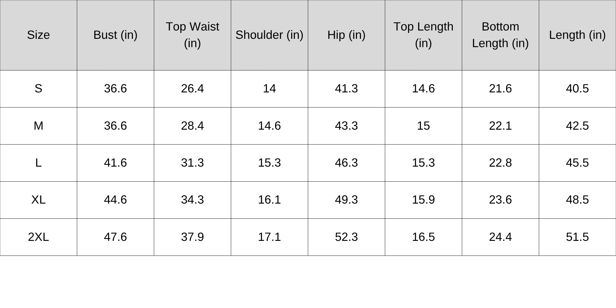 Size Chart