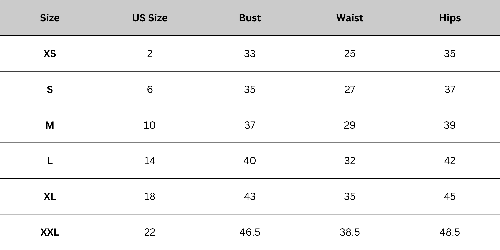 Size Chart