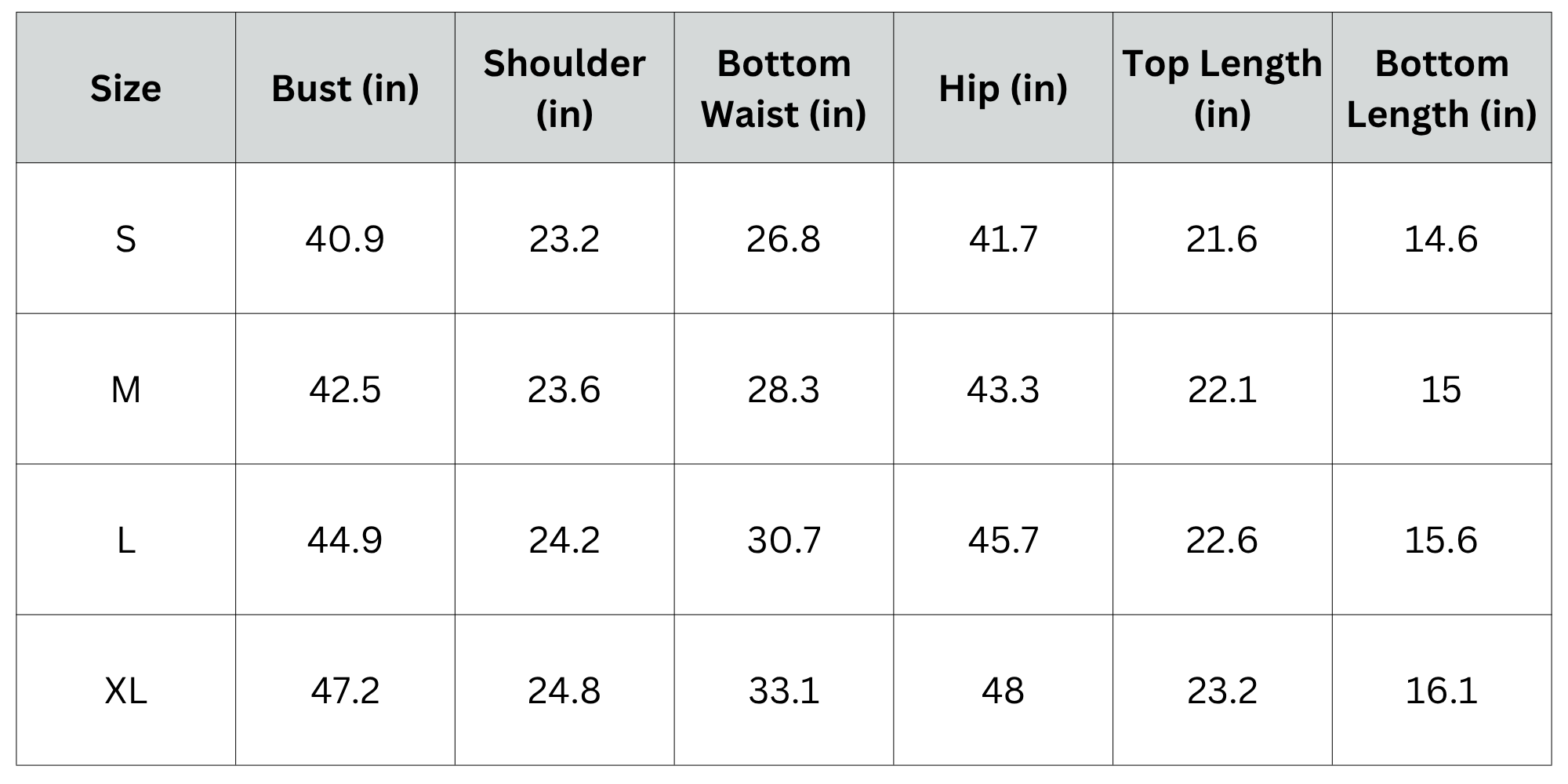 Size Chart