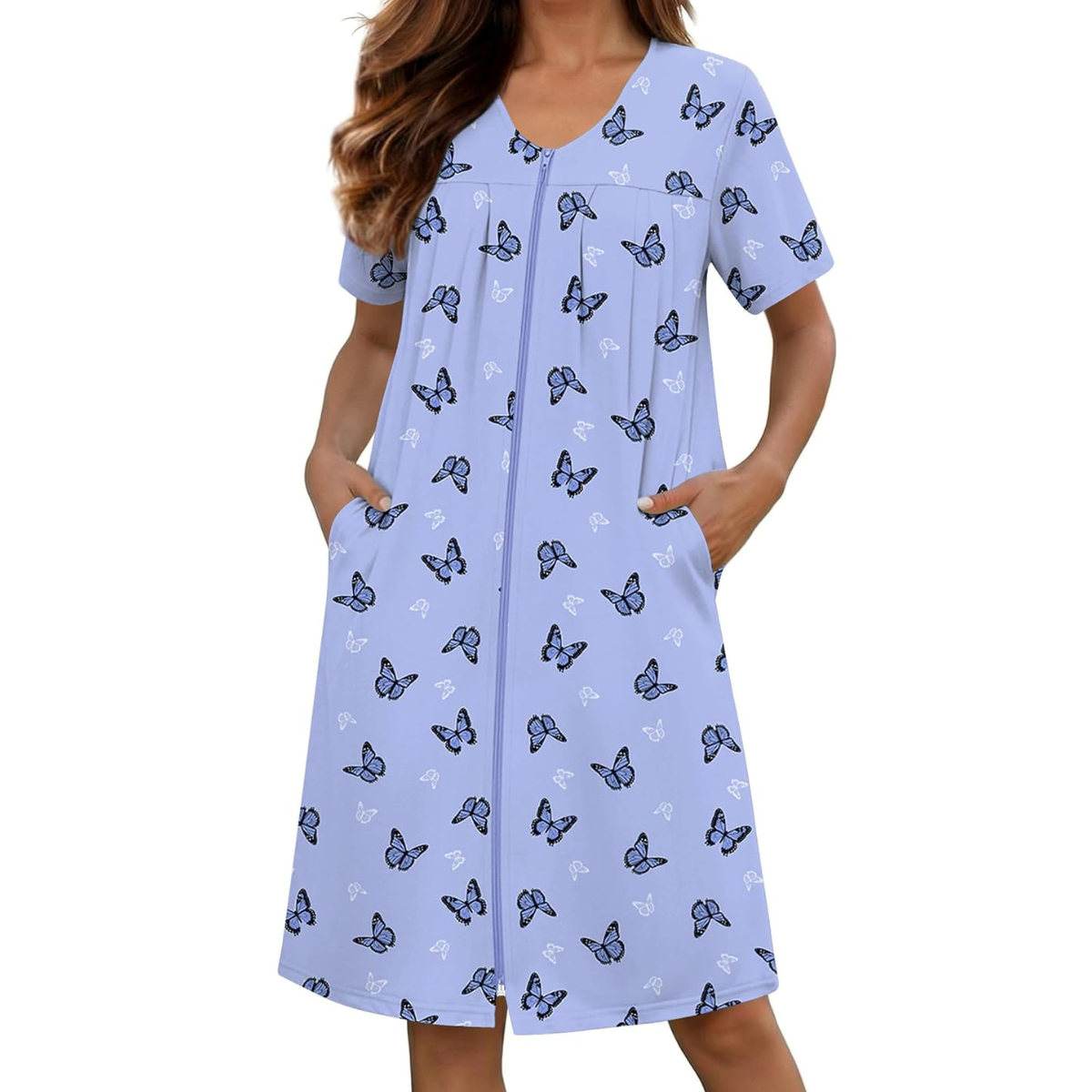 Knit Lightweight Robes With Zipper And Pockets For Women