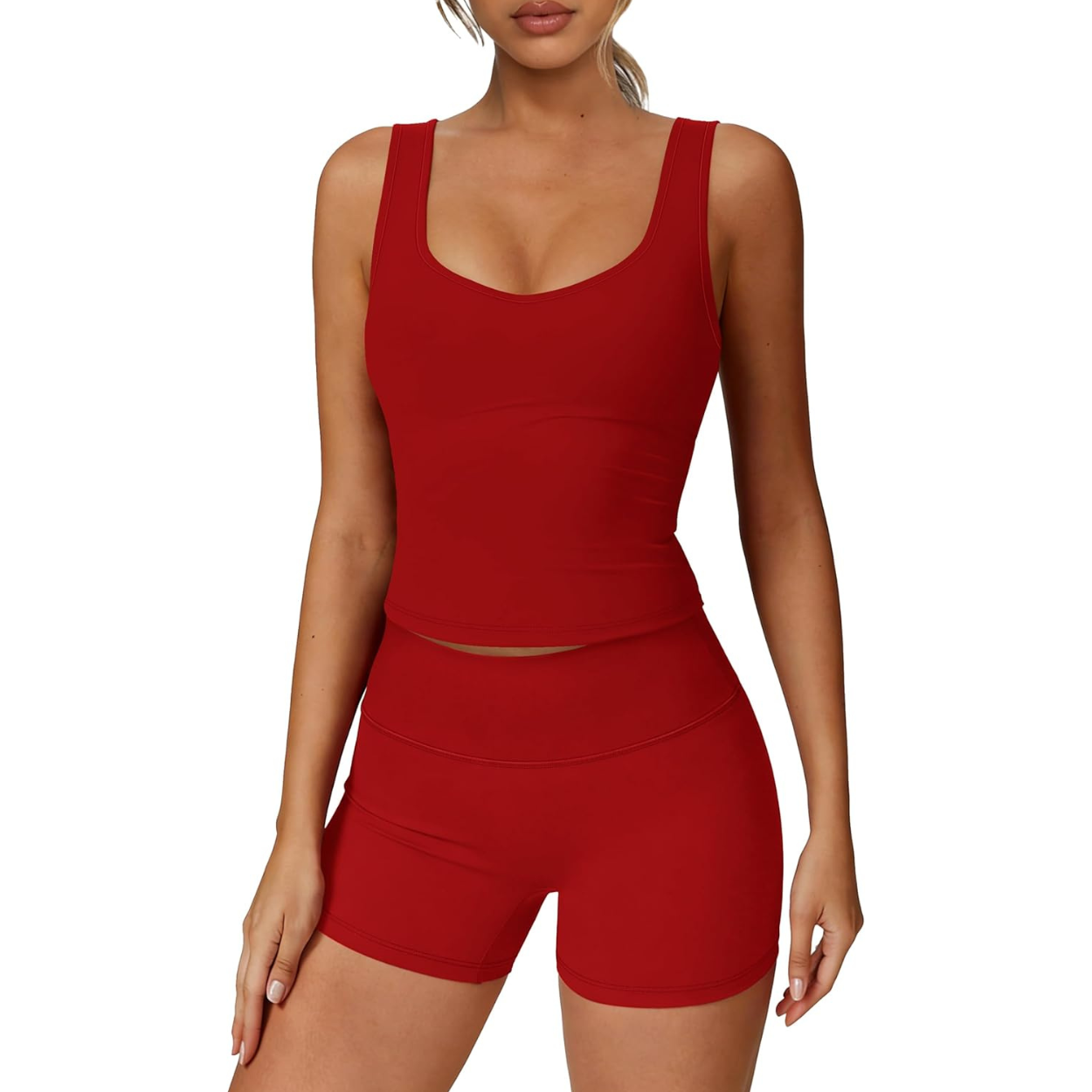 Activewear Two Piece Set with Tank and Shorts For Women