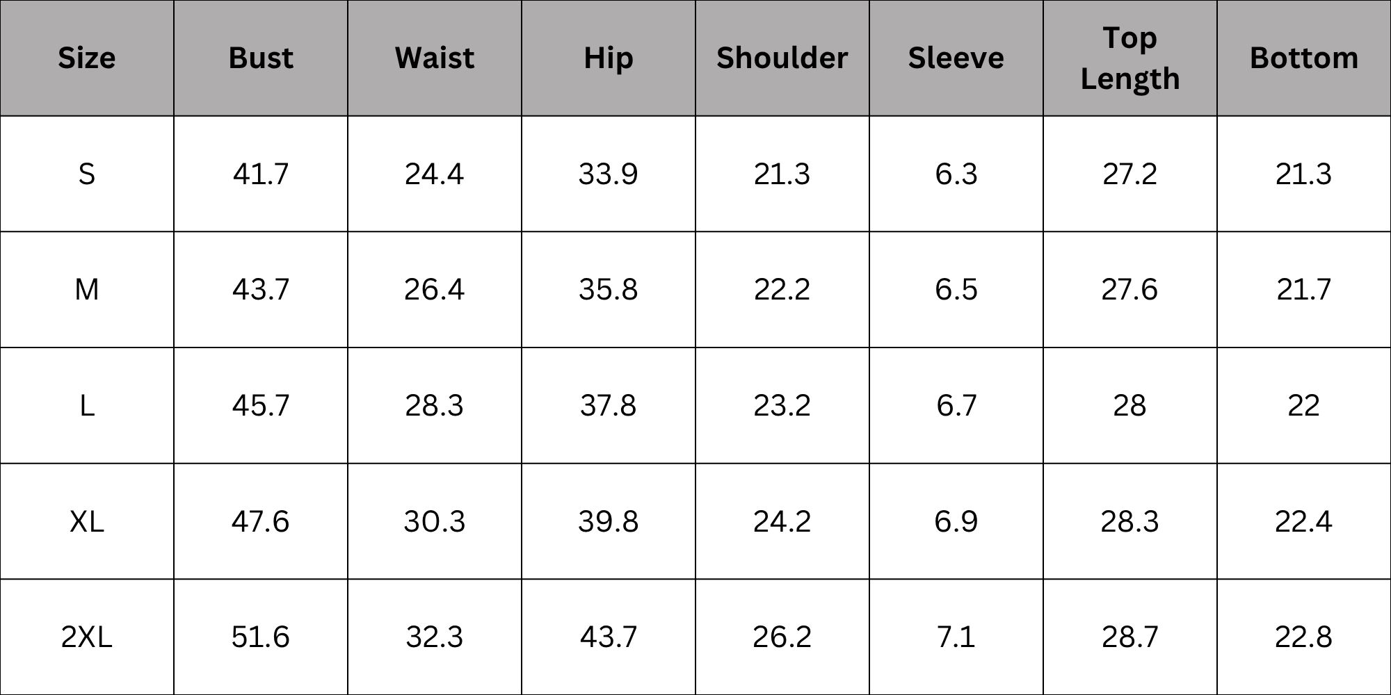 Size Chart