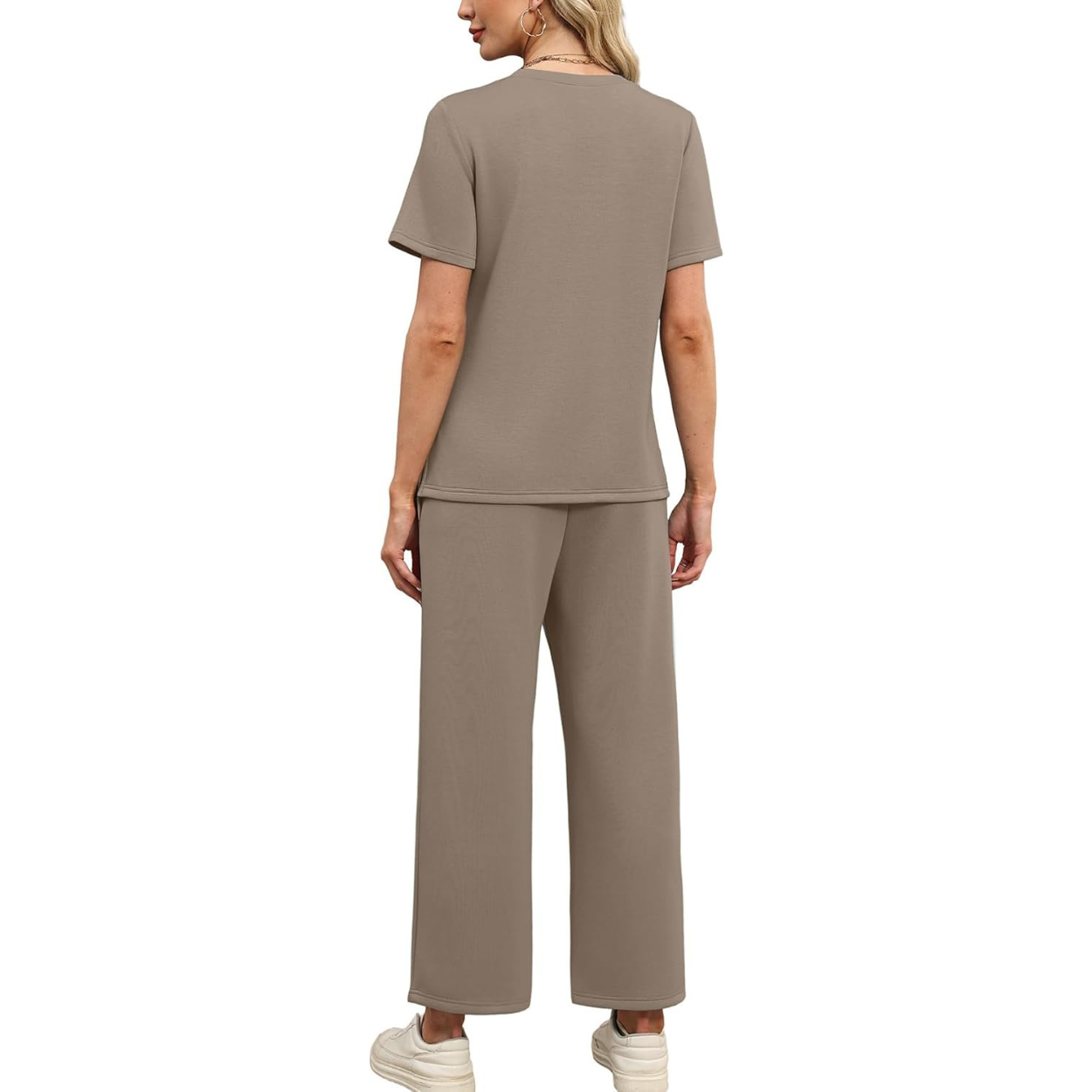 Two Piece Travel Set with Wide Length Pants For Women