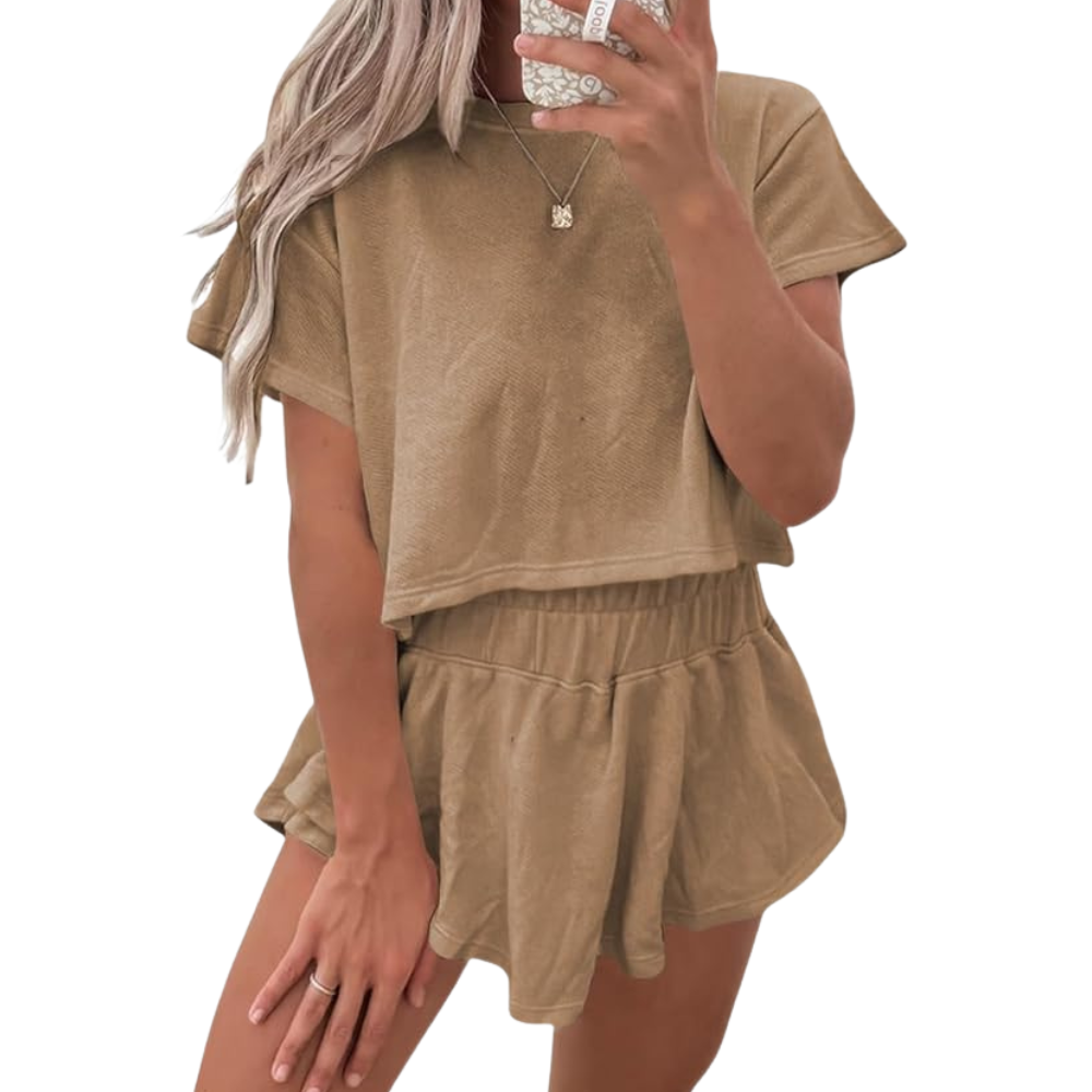 Summer Casual Cropped Lounge Two Piece Set Outfits For Women