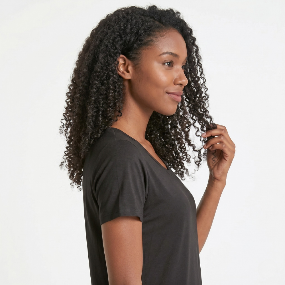Women Round Style Solid Pajama Top