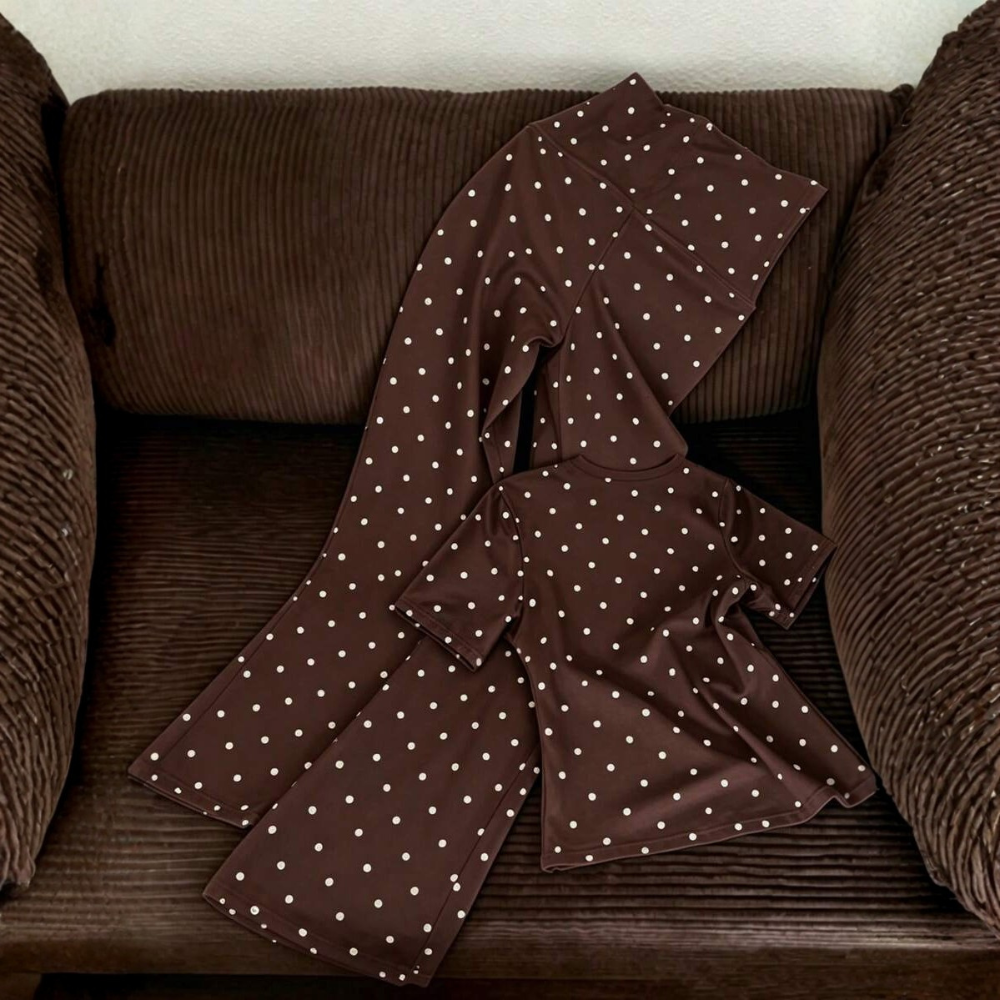 2 Pieces Polka Dot T Shirt And Pants Set For Women
