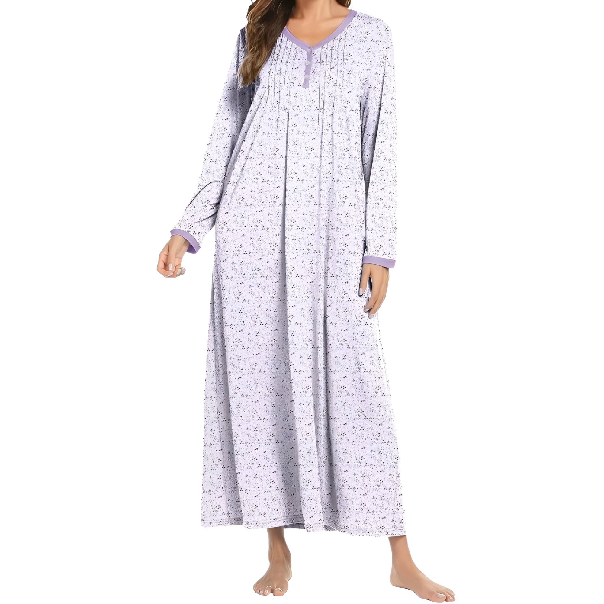 Henley Long Sleeve Nightgown Sleepwear For Women