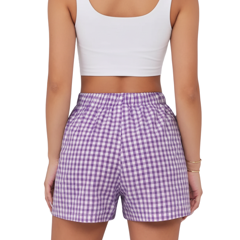 Boxer Shorts For Women With Plaid Pattern