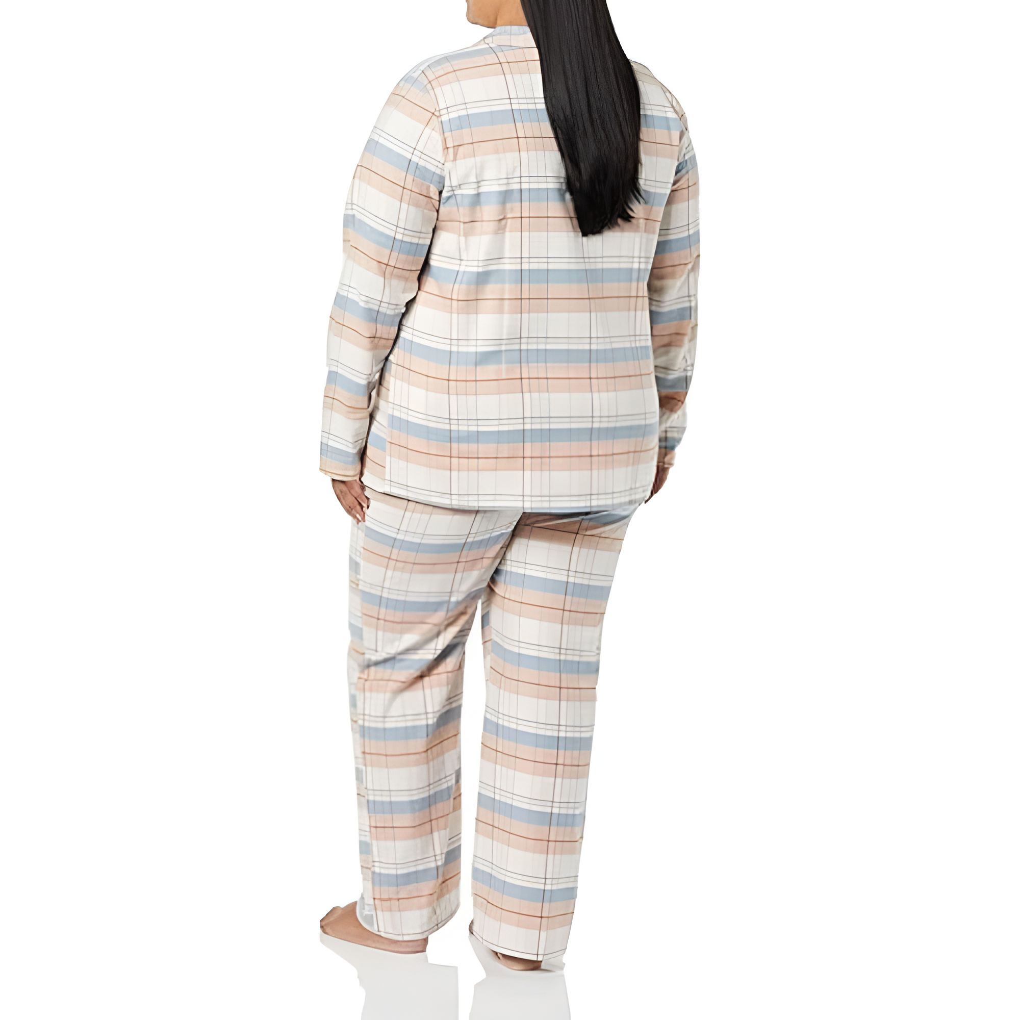 2 Piece Classic Flannel Button Down Pajama Set With Pants