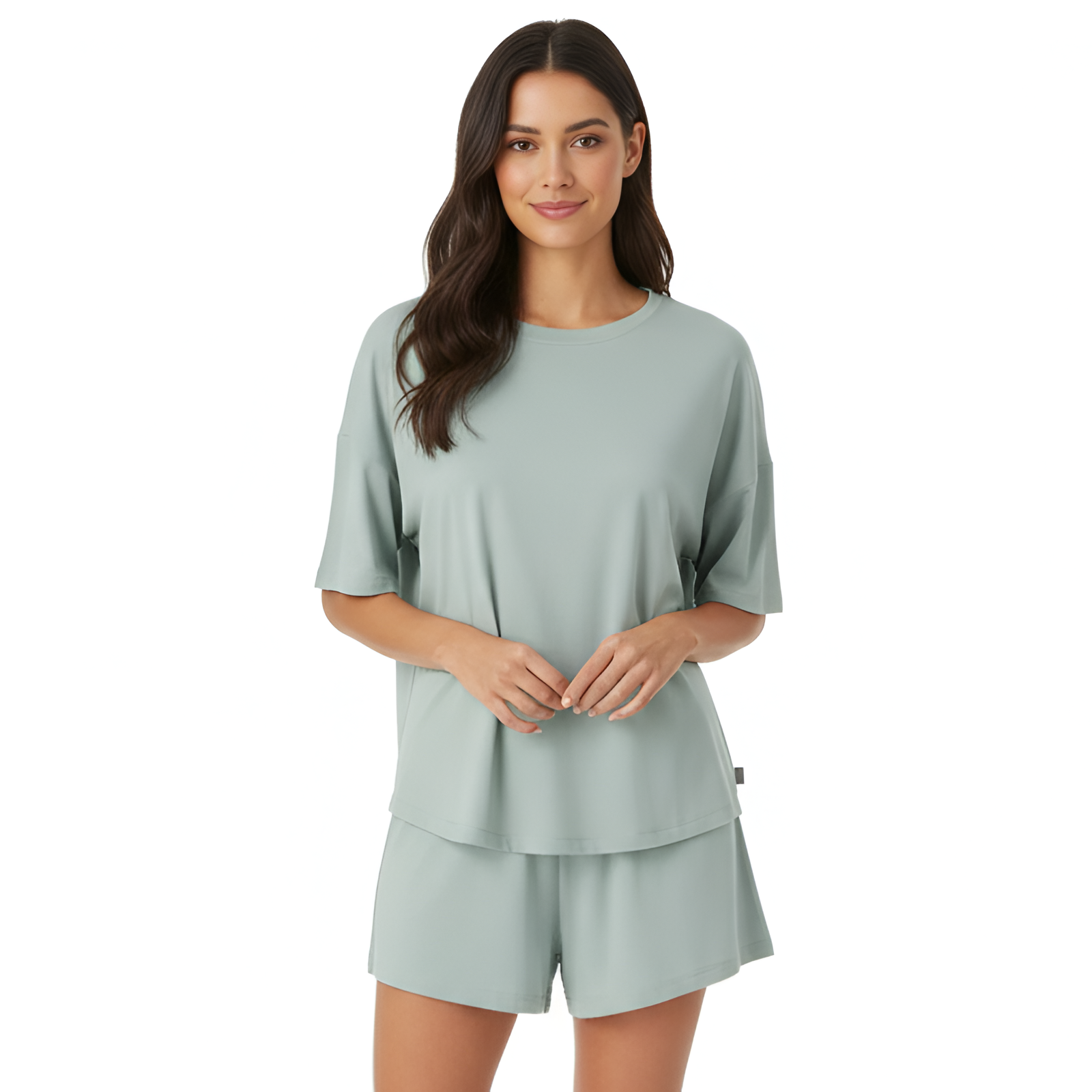 Soft Boxy T Shirt Sleep Shorts Set For Women