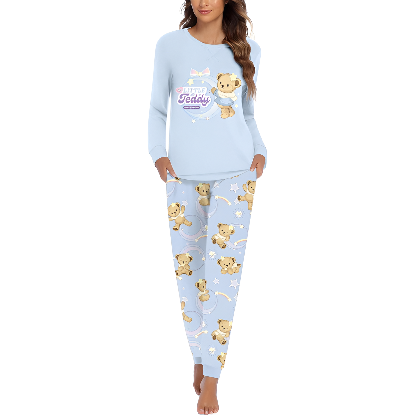 2 Piece Long Sleeve Top And Jogger Pants Lounge Pajama Set