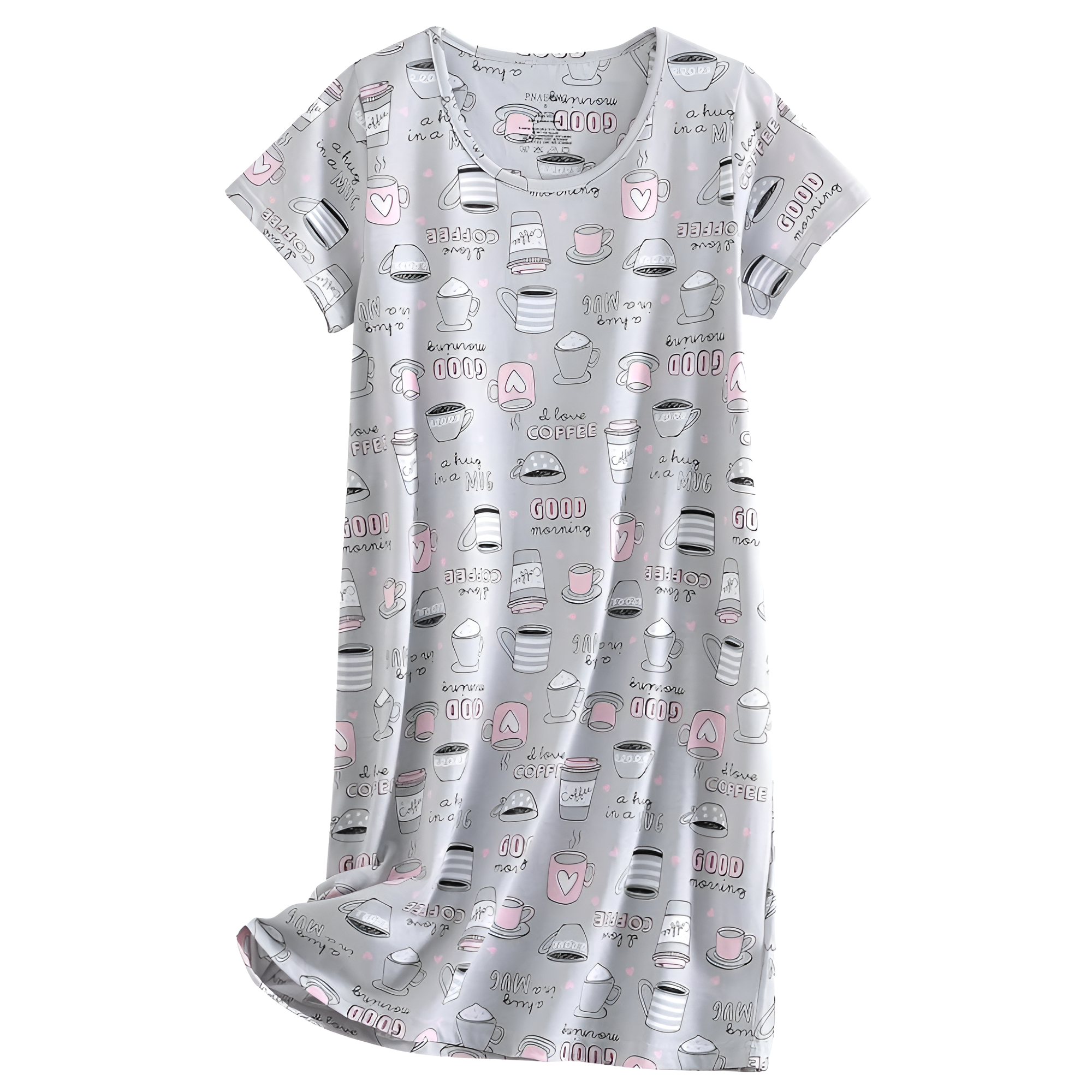 Casual Nightgown And Short Sleeves Sleep Dress With Print