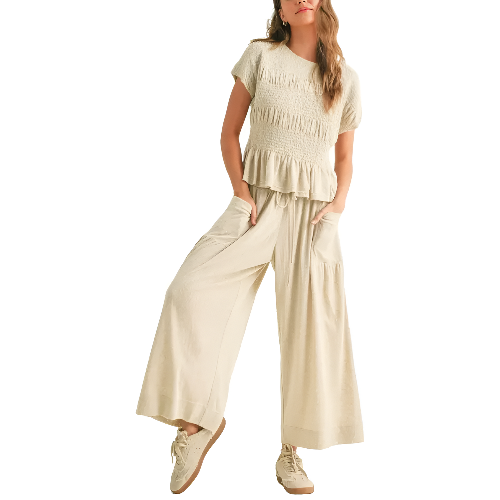 Smocked Top Wide Pant Matching Set