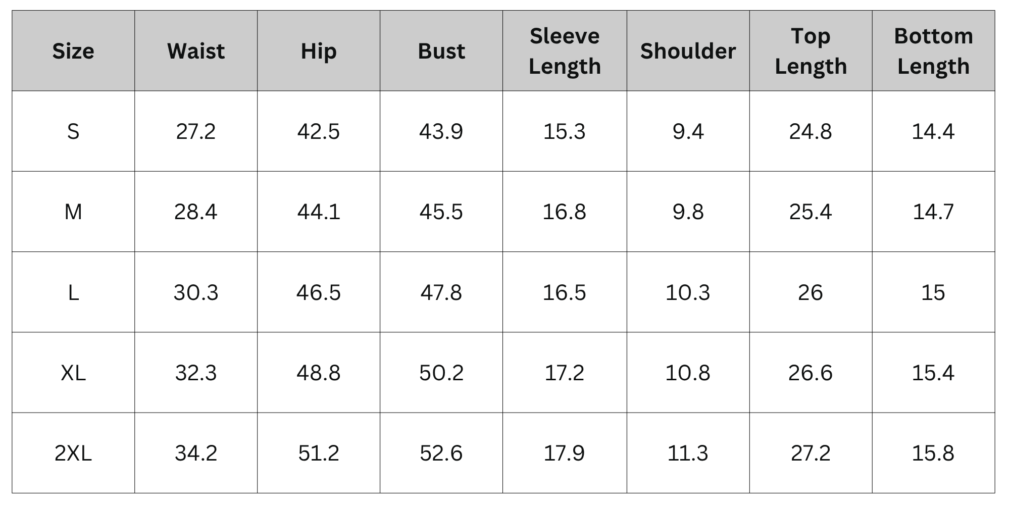 Size Chart