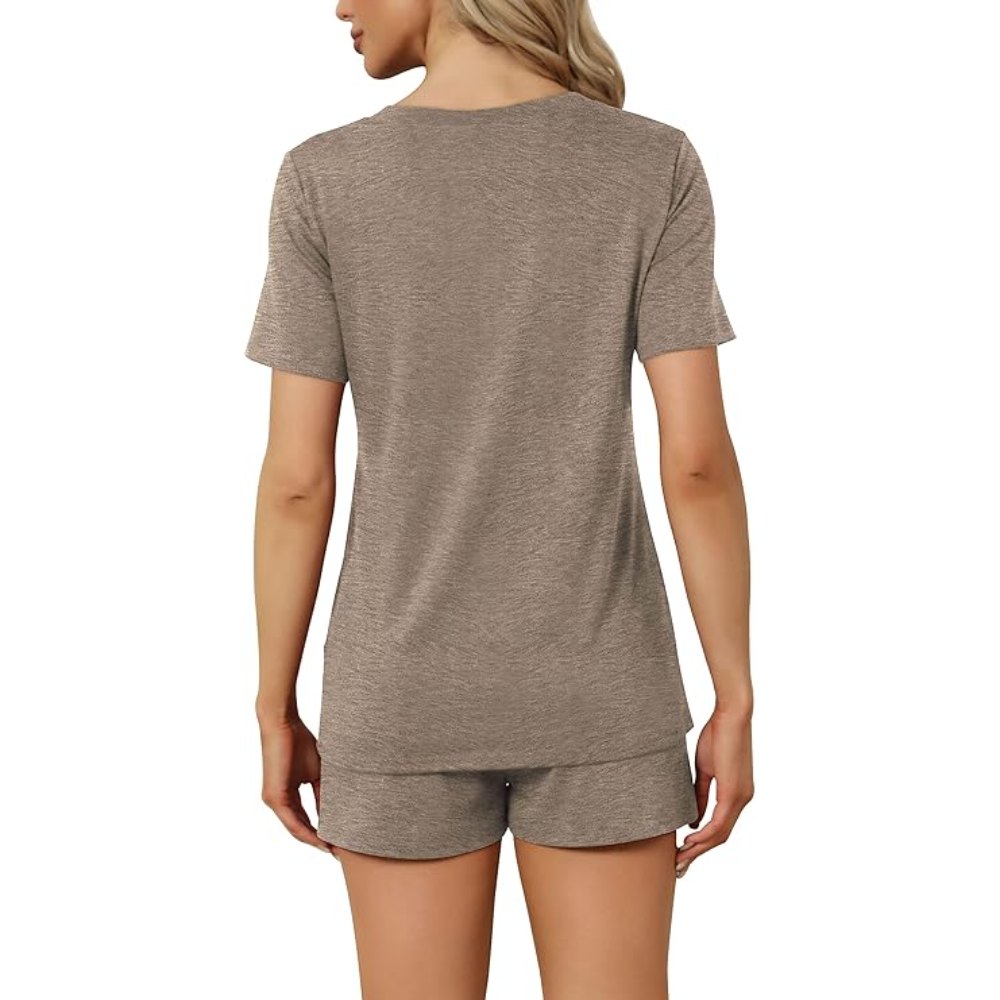 Casual Sort Sleeve Pajama Lounge Sets With Pockets For Women