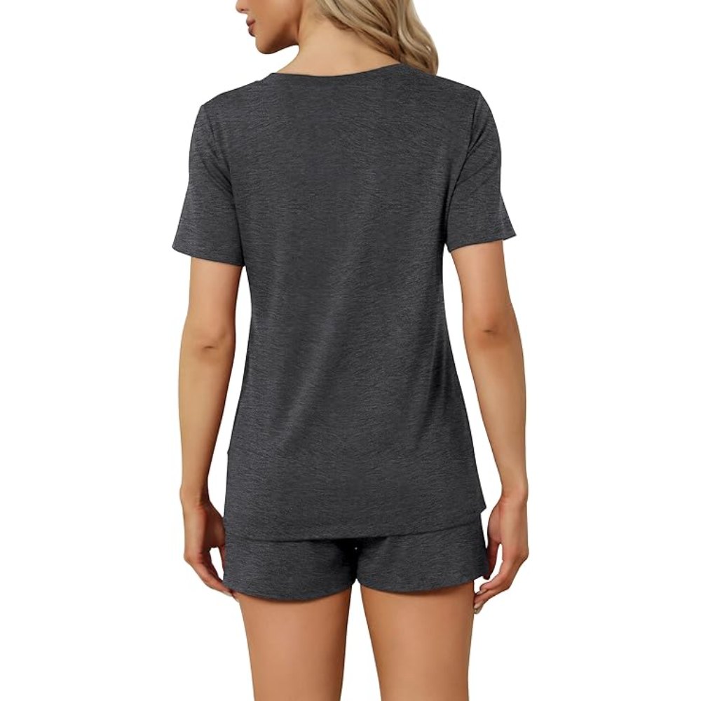 Casual Sort Sleeve Pajama Lounge Sets With Pockets For Women