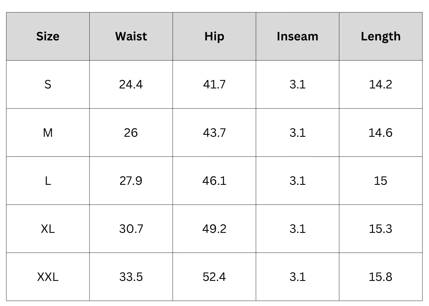 Size Chart