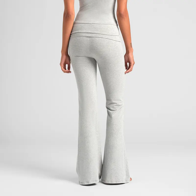 2 Pieces Foldover Flare Lounge Pants For Women