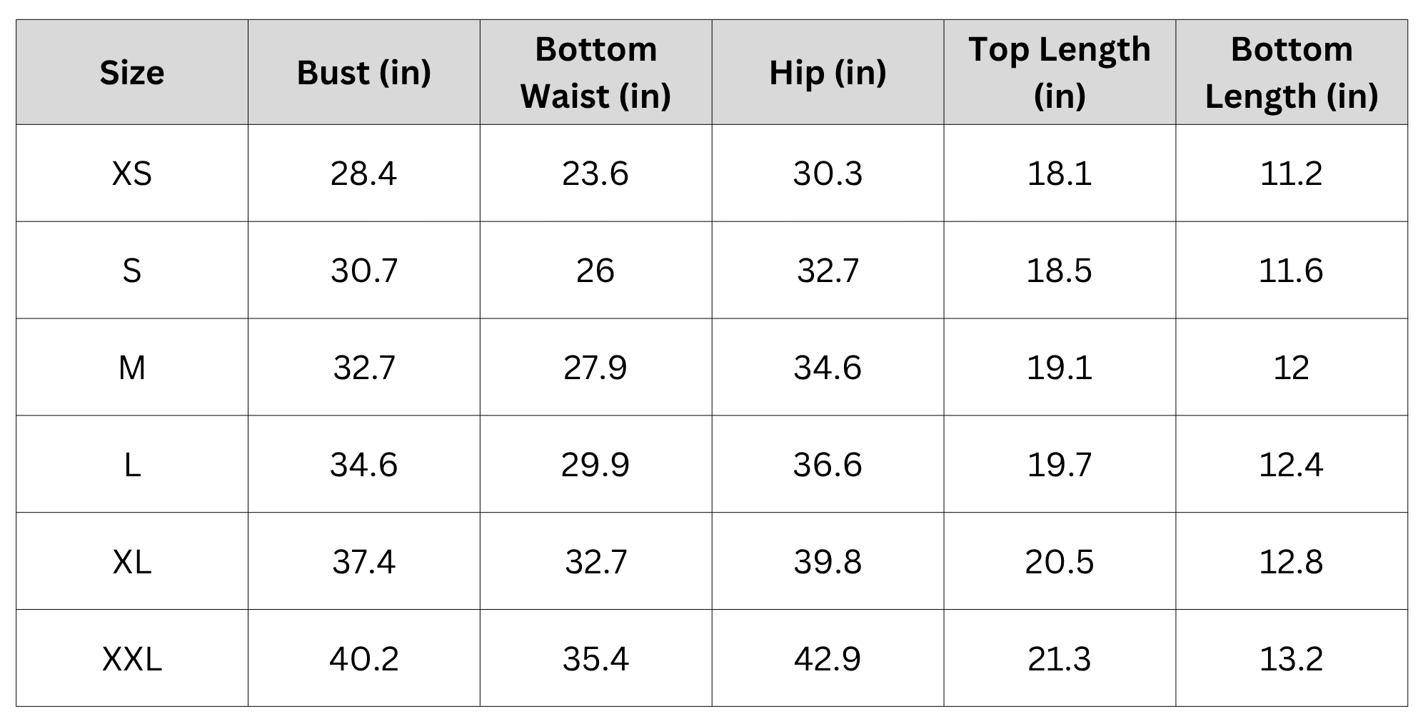 Size Chart