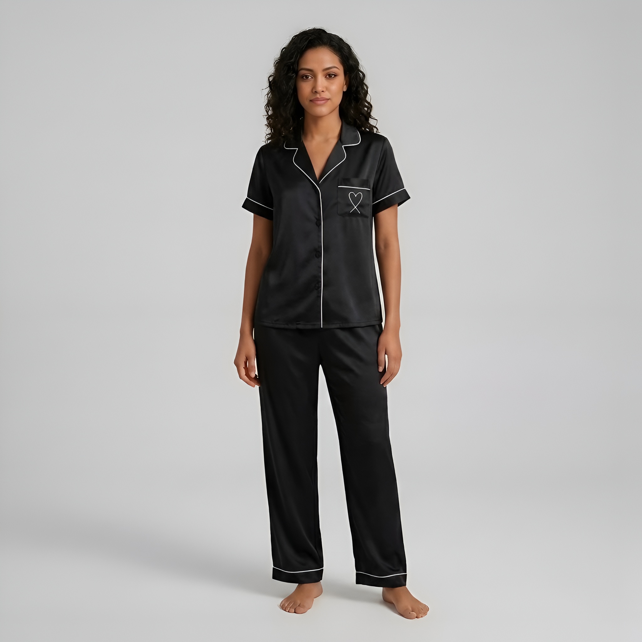 Women Sleepwear Long Sleeve Button Front Matching Pajama Set