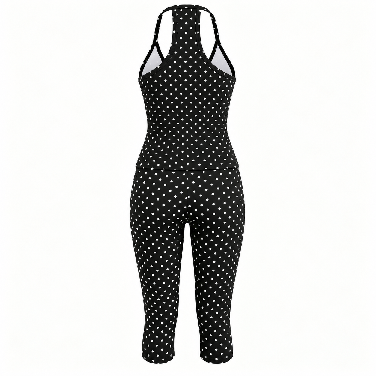 2 Pieces Polka Dot Top And Cropped Pants Set For Women