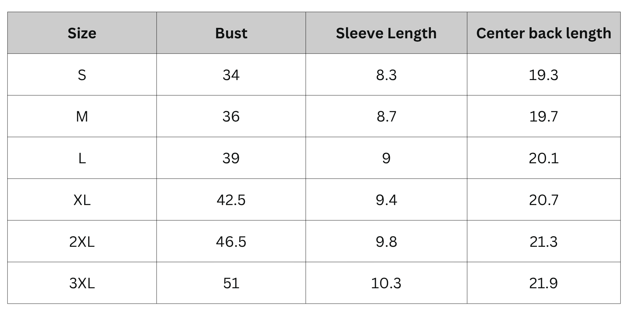 Size Chart