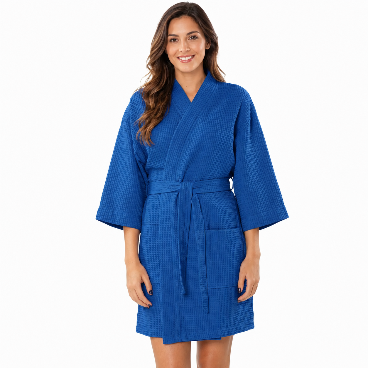 Lightweight Short Kimono Bathrobe With Tie Belt Closure