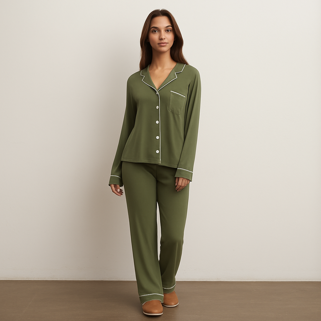 Women Bamboo Stretch Knit Long Sleeve Pajama Set