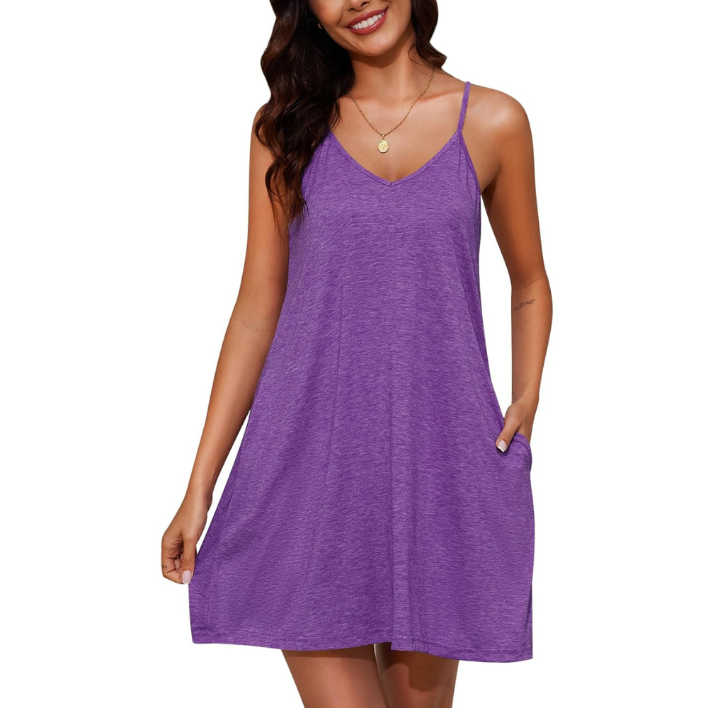 Sleeveless Cotton Spaghetti Strap Nightgown For Women