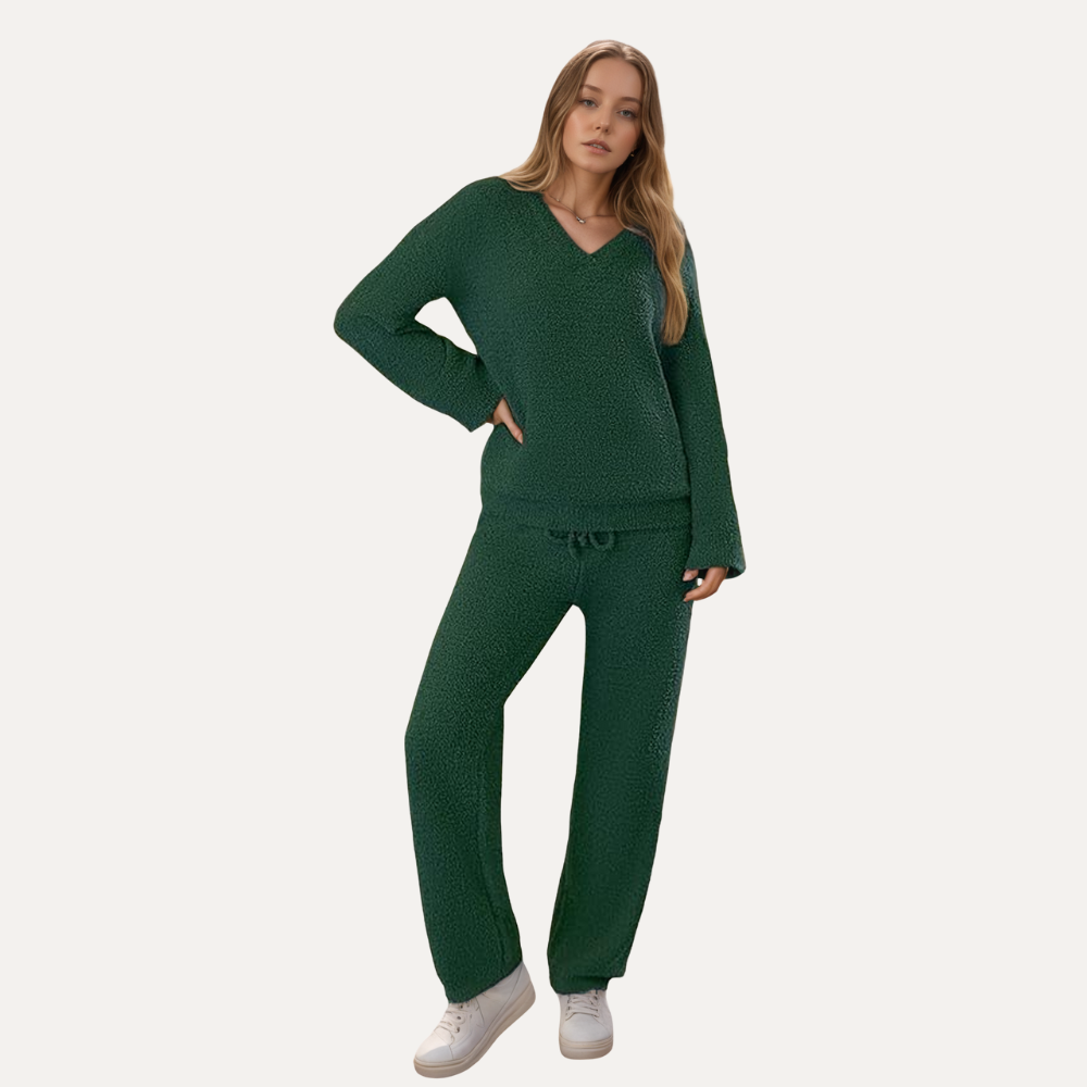 2 Pieces Fuzzy Fleece Pajama Set For Women