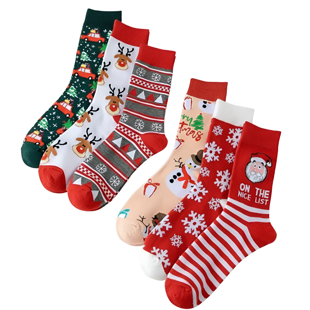 10 Pairs Of Festive Santa Christmas Socks